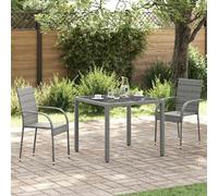 vidaXL Chaises de jardin empilables 2 pcs. Gris Poly Rattan