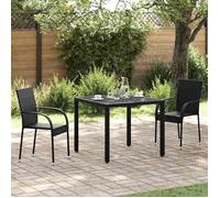 vidaXL Chaises empilables d'extérieur lot de 2 Résine tressée Noir 44238