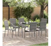 vidaXL Chaises empilables d'extérieur lot de 6 Gris Résine tressée 310088