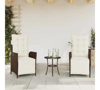 vidaXL Fauteuil de jardin avec repose-pieds 2 pcs. Réglable Marron Poly Rattan