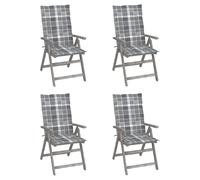 vidaXL Chaise à haut dossier Réglable 4 pièces avec coussins Bois massif Acacia