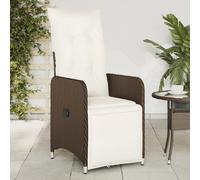 vidaXL Fauteuil de jardin avec coussin 2 pcs. Réglable Marron Poly Rattan