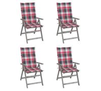 vidaXL Chaise à haut dossier Réglable 4 pièces avec coussins Bois massif Acacia