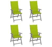 vidaXL Chaises inclinables de jardin avec coussins - Acacia massif gris lot de 4