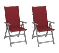 vidaXL Chaises inclinables de jardin avec coussins - Bois d'acacia