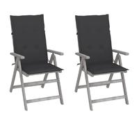vidaXL Chaises de jardin réglables 2 pcs. avec coussins en bois massif d'acacia
