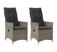 Vidaxl Chaises inclinables de jardin et coussins - Gris (lot de 2)