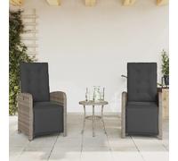 vidaXL Fauteuil de jardin avec repose-pieds 2 pcs. Réglable Gris Poly Rattan