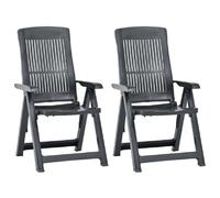 vidaXL Chaises de jardin réglables 2 pcs. Plastique Anthracite