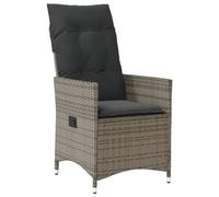 vidaXL Fauteuils de jardin réglables, Lot de 2 avec coussins Gris Poly Rattan