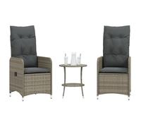 vidaXL Ensemble chaises d'extérieur 2 pcs. avec table – Gris Poly Rattan