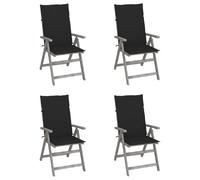 vidaXL Chaises inclinables de jardin lot de 4 avec coussins gris
