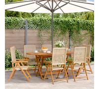 vidaXL Chaise de jardin Réglable 6 pcs. Beige Poly Rotin Massif
