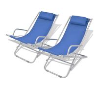 vidaXL Chaises inclinables de terrasse lot de 2 - Acier Bleu