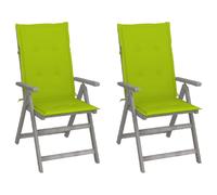 vidaXL Chaises inclinables lot de 2 avec coussins - Acacia