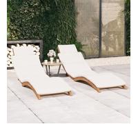 vidaXL Bains de soleil 2 pcs. avec coussins en bois massif teck
