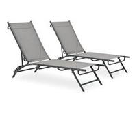 vidaXL Bains de soleil 2 pcs. Textilène et acier