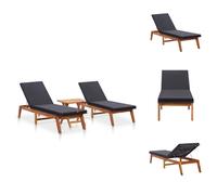 vidaXL Chaises longues 2 pièces avec table en rotin synthétique et bois d'acacia massif - Chaises longues
