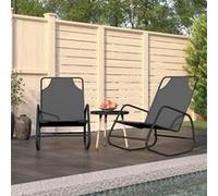 vidaXL Chaises longues à bascule 2 pcs Gris Acier et textilène318141 Gris G