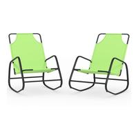 Vidaxl Chaises Longues À Bascule 2 Pcs Vert Acier Et Textilène Vert