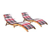 VidaXL Chaises Longues avec Coussins - Acacia