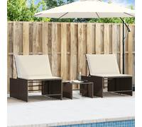 VIDAXL Chaises longues avec table - Marron