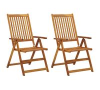 vidaXL Chaises longues de jardin 2 pcs. avec coussins acacia massif