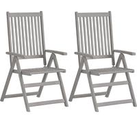 vidaXL Chaises longues de jardin 2 pcs. avec coussins acacia massif