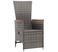 vidaXL Chaises longues de jardin 2 pcs. avec coussins Poly Rattan Gris