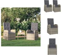 vidaXL Chaises longues de jardin 2 pcs. avec coussins Poly Rotin Gris - Chaises de jardin