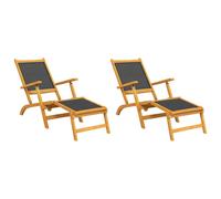 vidaXL Chaises longues de jardin 2 pcs. Bois massif acacia et textilène