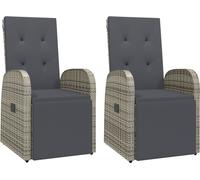 vidaXL Chaises longues de jardin avec coussins 2 pcs. Gris Poly Rattan