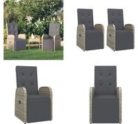 vidaXL Chaises longues de jardin avec coussins 2 pcs. Gris Poly Rotin - Chaise Longue de Jardin - Fauteuil Relax - Meuble de Jardin