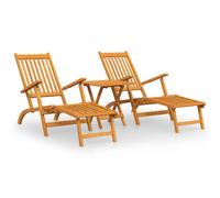 vidaXL Chaises longues de jardin avec pied et table en bois massif d'acacia