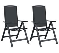 vidaXL Chaises longues de jardin, lot de 2, noir, 58 x 71 x 112 cm