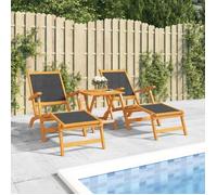 vidaXL Chaises longues de jardin 2 pcs. Bois massif acacia et textilène