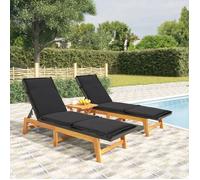 vidaXL Bains de soleil avec coussins 2 pcs. Poly rotin massif acacia