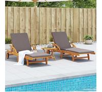 vidaXL Chaises longues lot de 2 avec coussins 200x68x83 cm bois acacia 3206373
