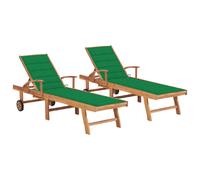 vidaXL Chaises longues lot de 2 - Vert teck solide