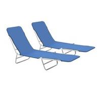 vidaXL Chaises longues pliables lot de 2 Acier et tissu Bleu44299 Bleu G