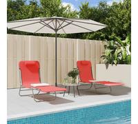 vidaXL Bain de soleil pliable 2 pcs. Rouge Textilène et acier