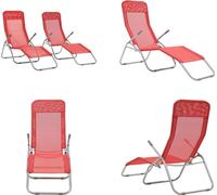 vidaXL Chaises longues pliantes 2 pcs. Textilène Rouge - Bain de soleil - Bain de soleil - Chaise longue de jardin