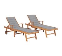 vidaXL Chaises longues teck lot de 2