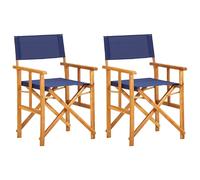 vidaXL Chaises metteur en scène - Lot de 2 - Bois d'acacia Bleu