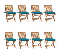 VIDAXL Chaises pliables avec coussins - Teck solide