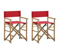 vidaXL Chaises pliables de directeur lot de 2 Rouge Bambou et tissu