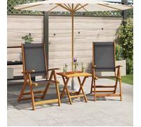 vidaXL Chaises de jardin pliantes Bois massif acacia et textilène Noir 2 pcs