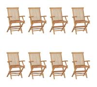 vidaXL Chaises de jardin pliantes – Bois massif teck – Lot de 8