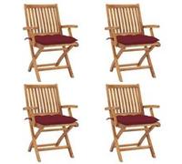 vidaXL Chaises de jardin pliantes avec coussins 4 pcs. Bois massif teck