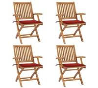 vidaXL Chaises de jardin pliantes avec coussins 4 pcs. Bois massif teck